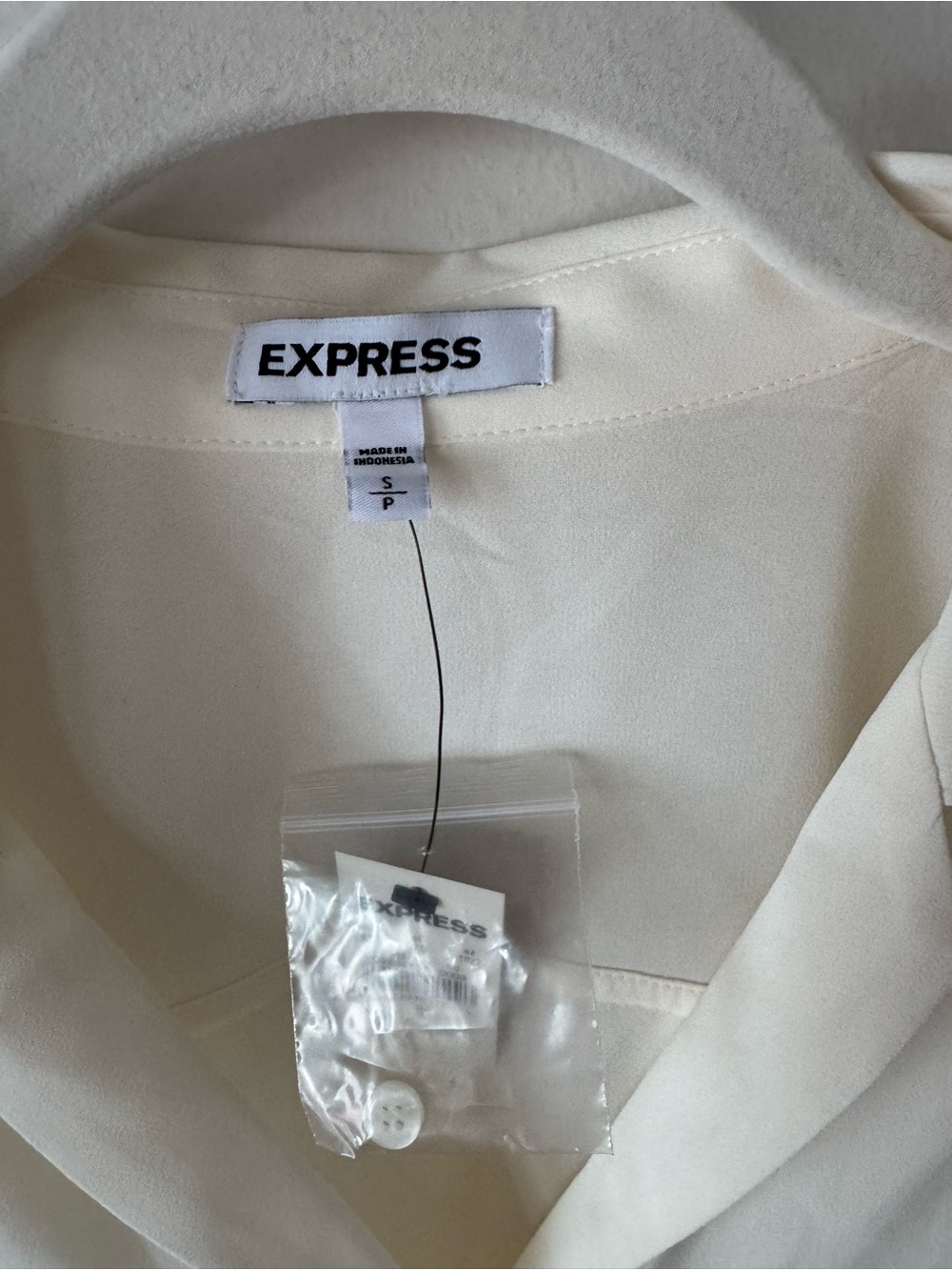 Express Cream Button-Down Long Sleeve Shirt - Picture 4 of 8